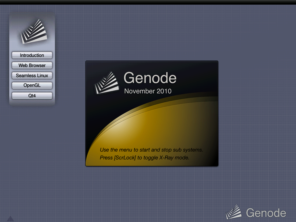 Демонстрационный образ Genode — главный экран
