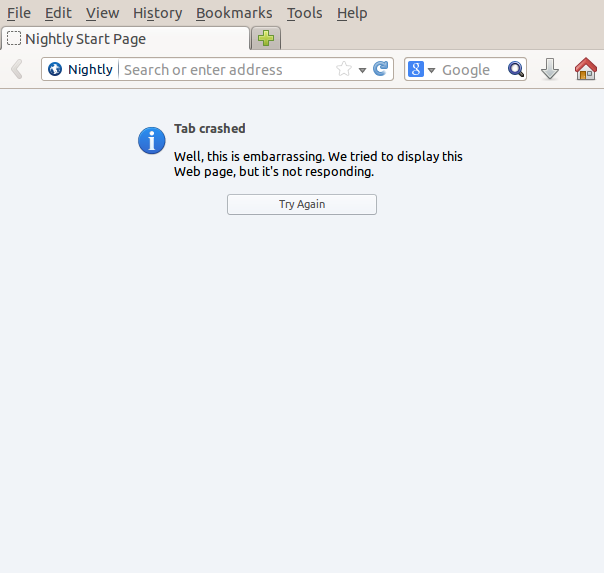 Результат падения HTML-движка в новом Firefox