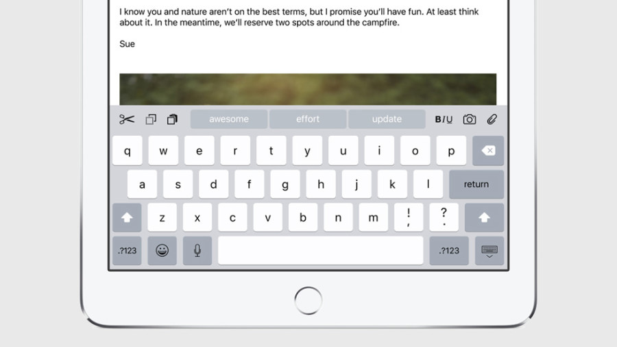 Новые кнопки на экранной клавиатуре iPad