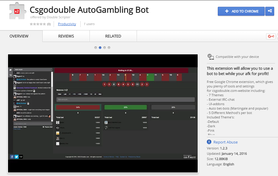 CSGODOUBLE. Chrome Extensions. Gambling bot команды. CSGODOUBLE bot script. Report abuse