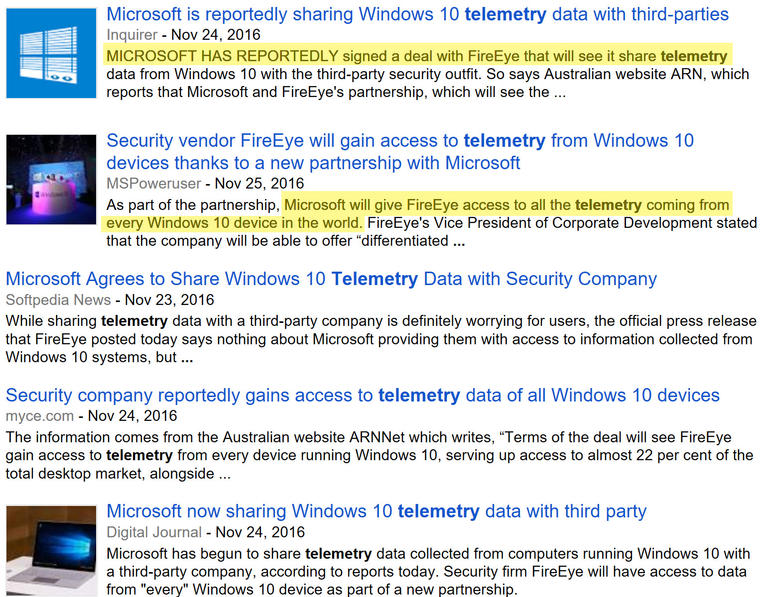 Microsoft не сливает телеметрию Windows 10 компании FireEye, новость была фальшивой