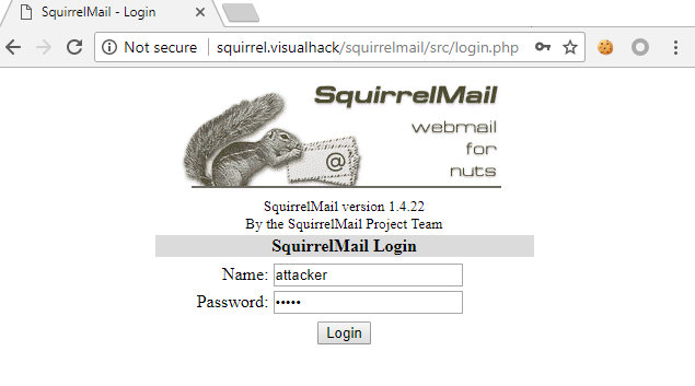 Форма авторизации SquirrelMail