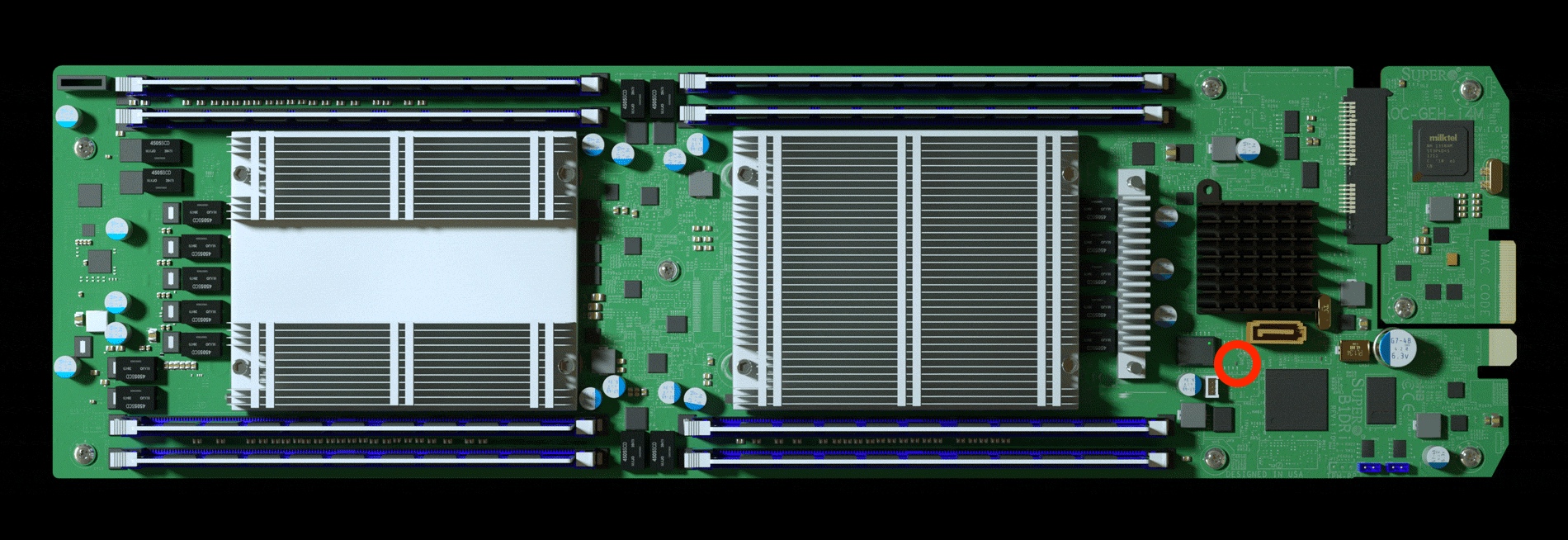 Материнская плата Supermicro, красным отмечен лишний чип