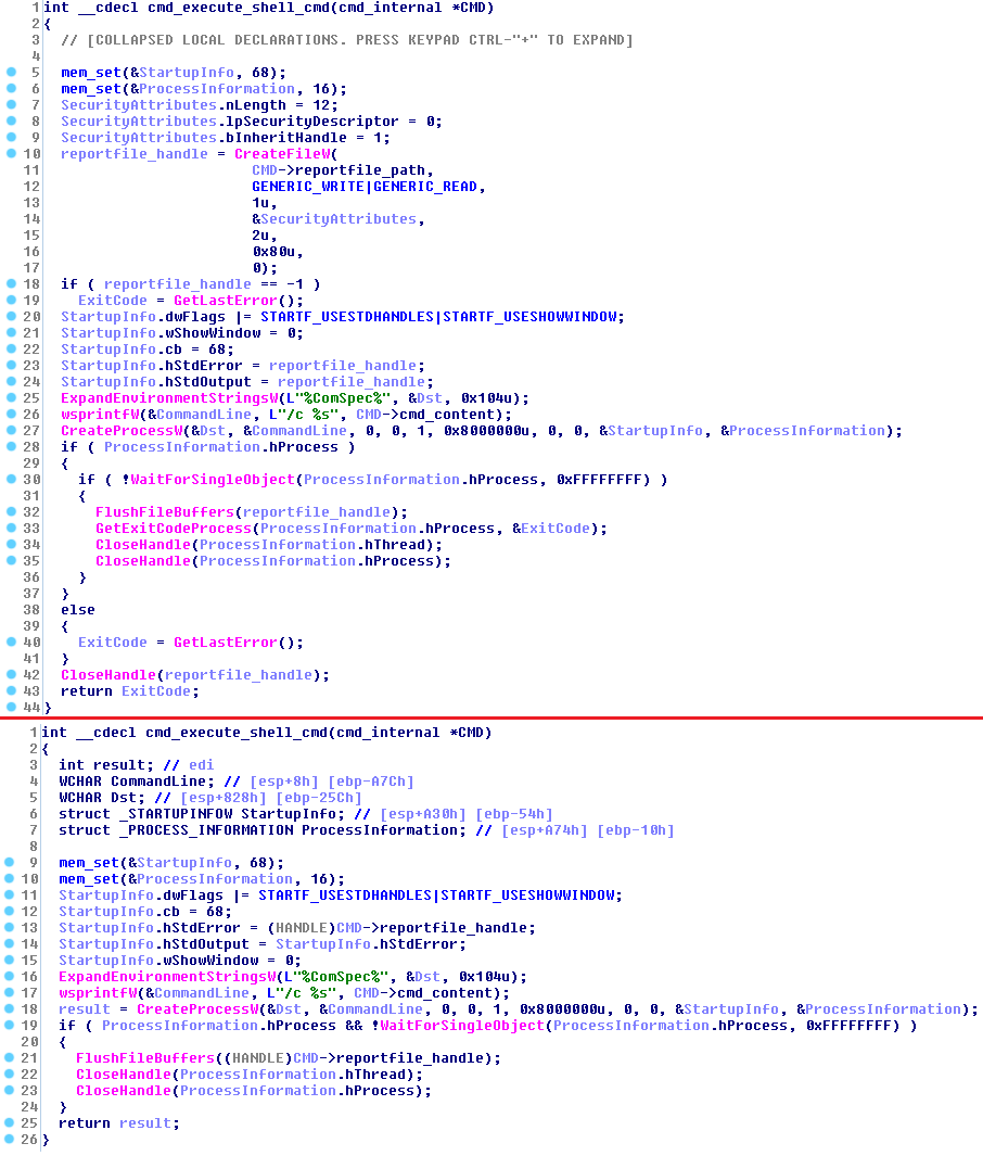 Сравнение Exaramel (сверху) и Industroyer (внизу)