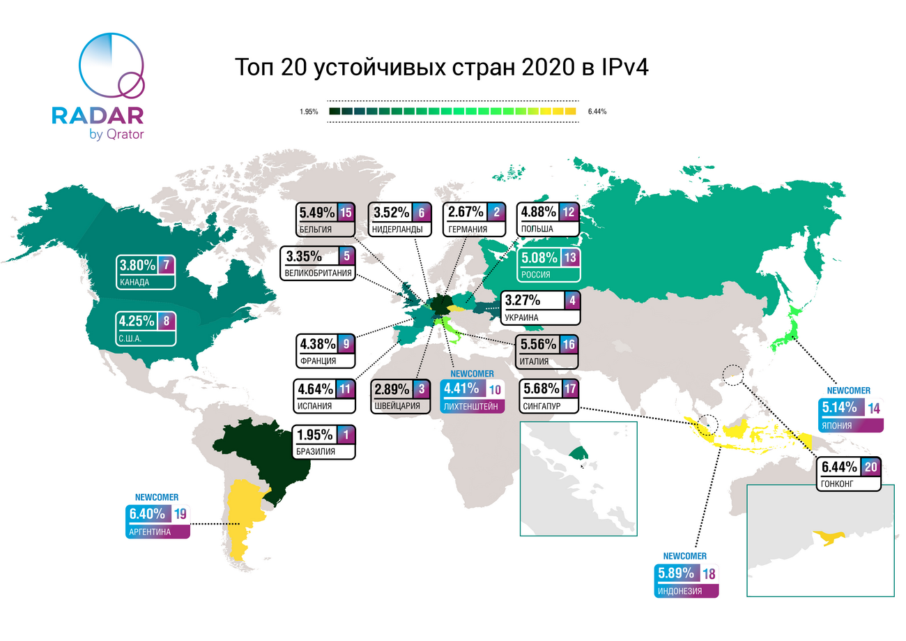 Карта доступности интернета в мире