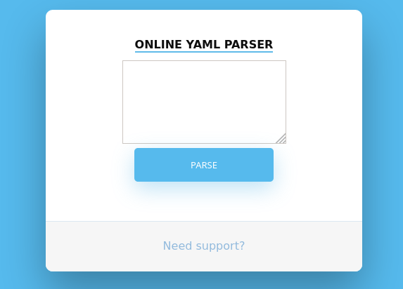 Форма Online YAML Parser