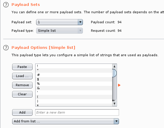 Вкладка Payload Options