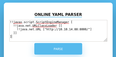 Поиск описанных уязвимостей в Online YAML Parser