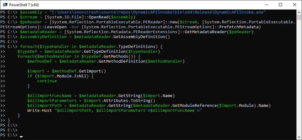 Viewing imports in DynamicAPIInvoke.exe