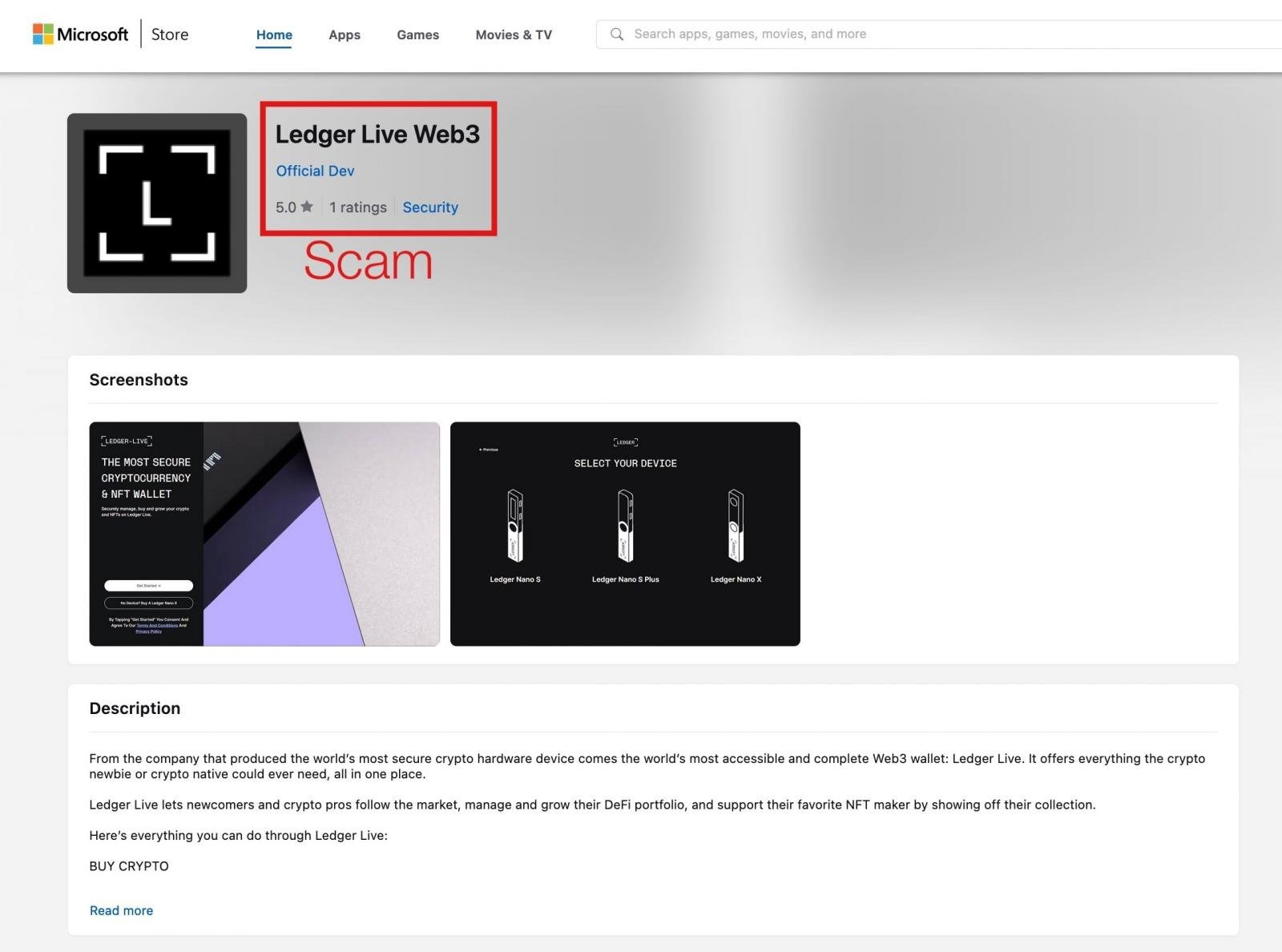 Фальшивое приложение Ledger Live в Microsoft Store похитило у пользователей  768 000 долларов — Хакер