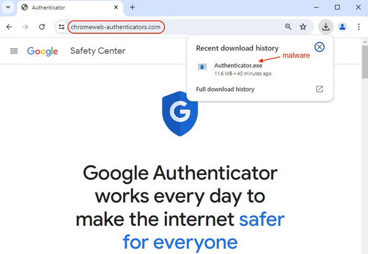 Под видом Google Authenticator распространяется инфостилер DeerStealer